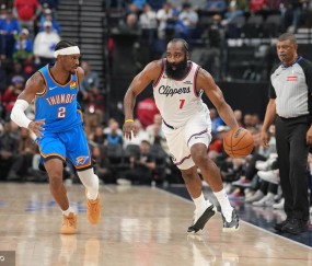 SGA30+4+12哈登空砍25分 雷霆破快船豪取8连胜